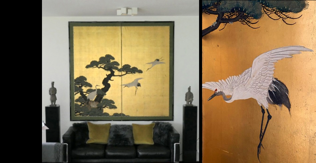 Kraniche und Kiefern | anonym (Stil: Kanō-Schule) | ca. 1870