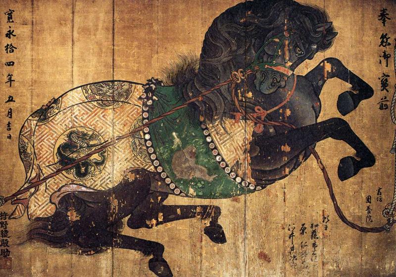 Diptych two horses | Kanō Hōgai 狩野芳崖 (signed Shōkai 勝海) | 1828-1888