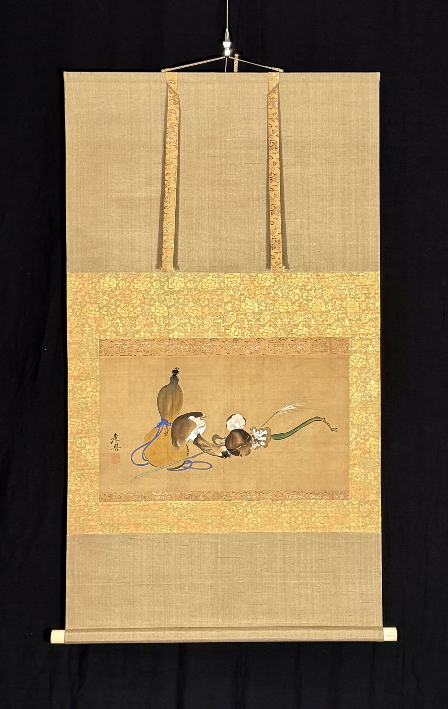 Stillleben – Kürbisförmige Sakeflasche und Pilze | Shibata Zeshin 柴田是 | 1807-1891