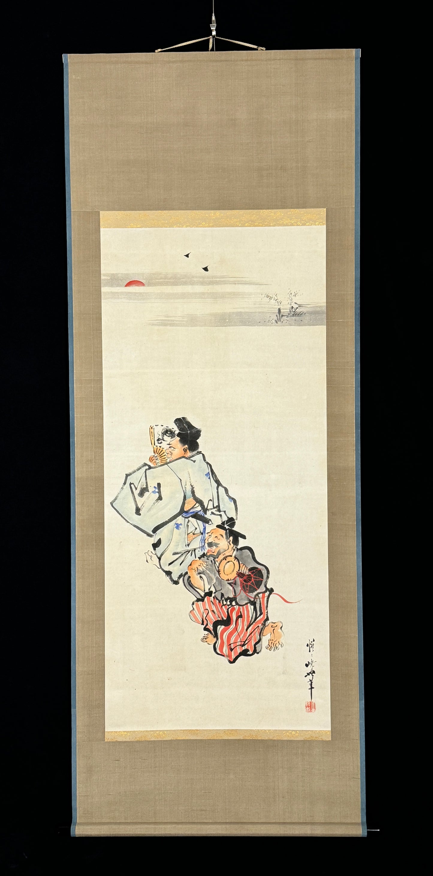 Zwei Manzai Performer  漫才 |  Kawanabe Kyōsai  河鍋暁斎 | 1831-1889