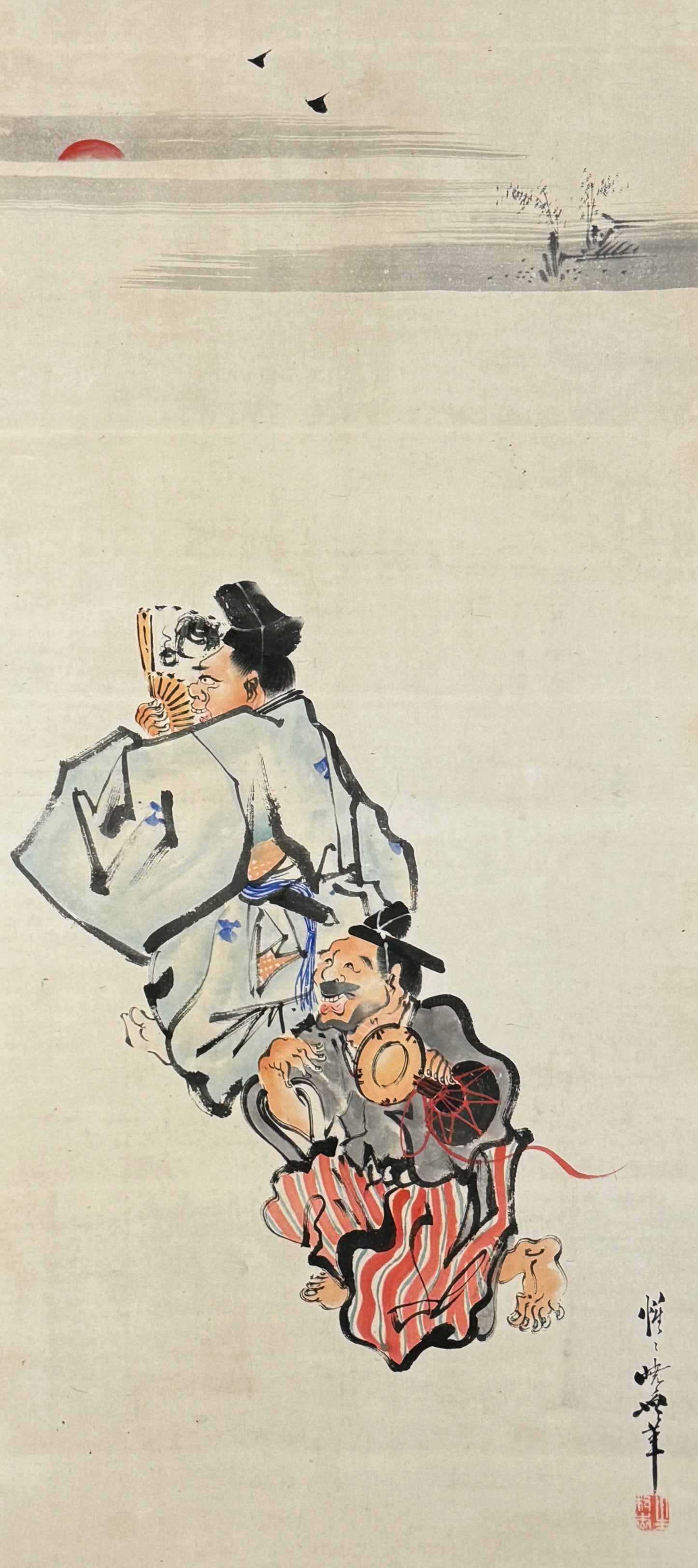 Zwei Manzai Performer  漫才 |  Kawanabe Kyōsai  河鍋暁斎 | 1831-1889
