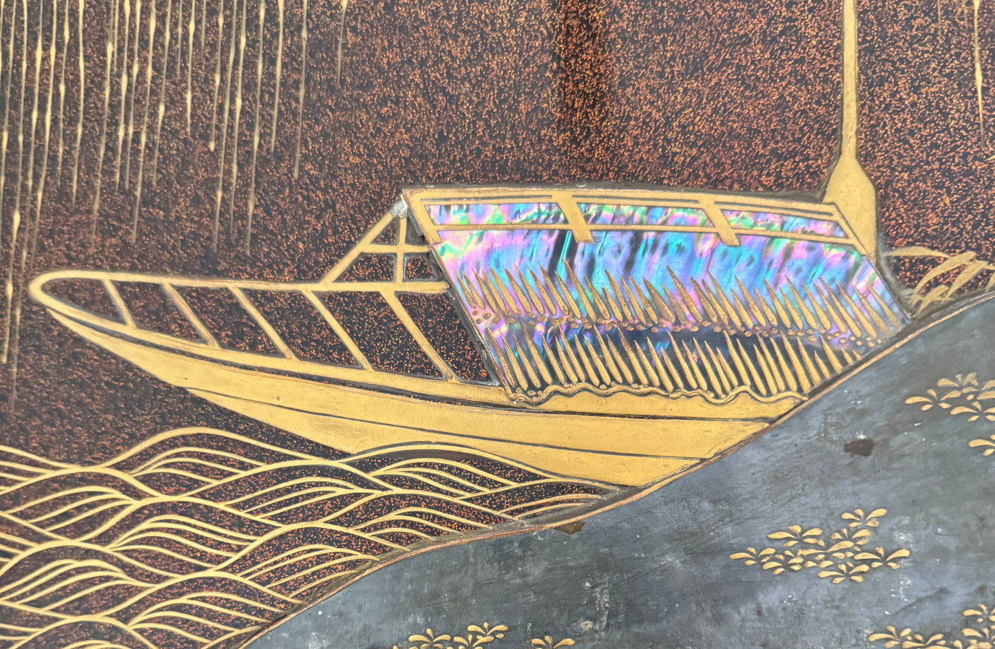 “Kōrin Makie” pair of writing boxes 硯箱 suzuribako | Leaves, falcon / boat under willow | 18th century