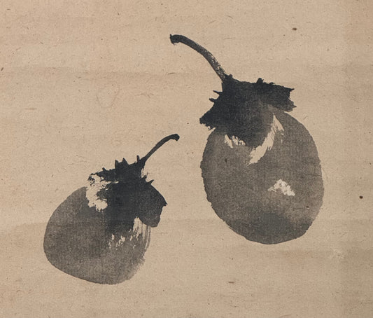 Calligraphy with painting of eggplants | Ōtagaki Rengetsu 太田垣蓮月 | 1791-1875