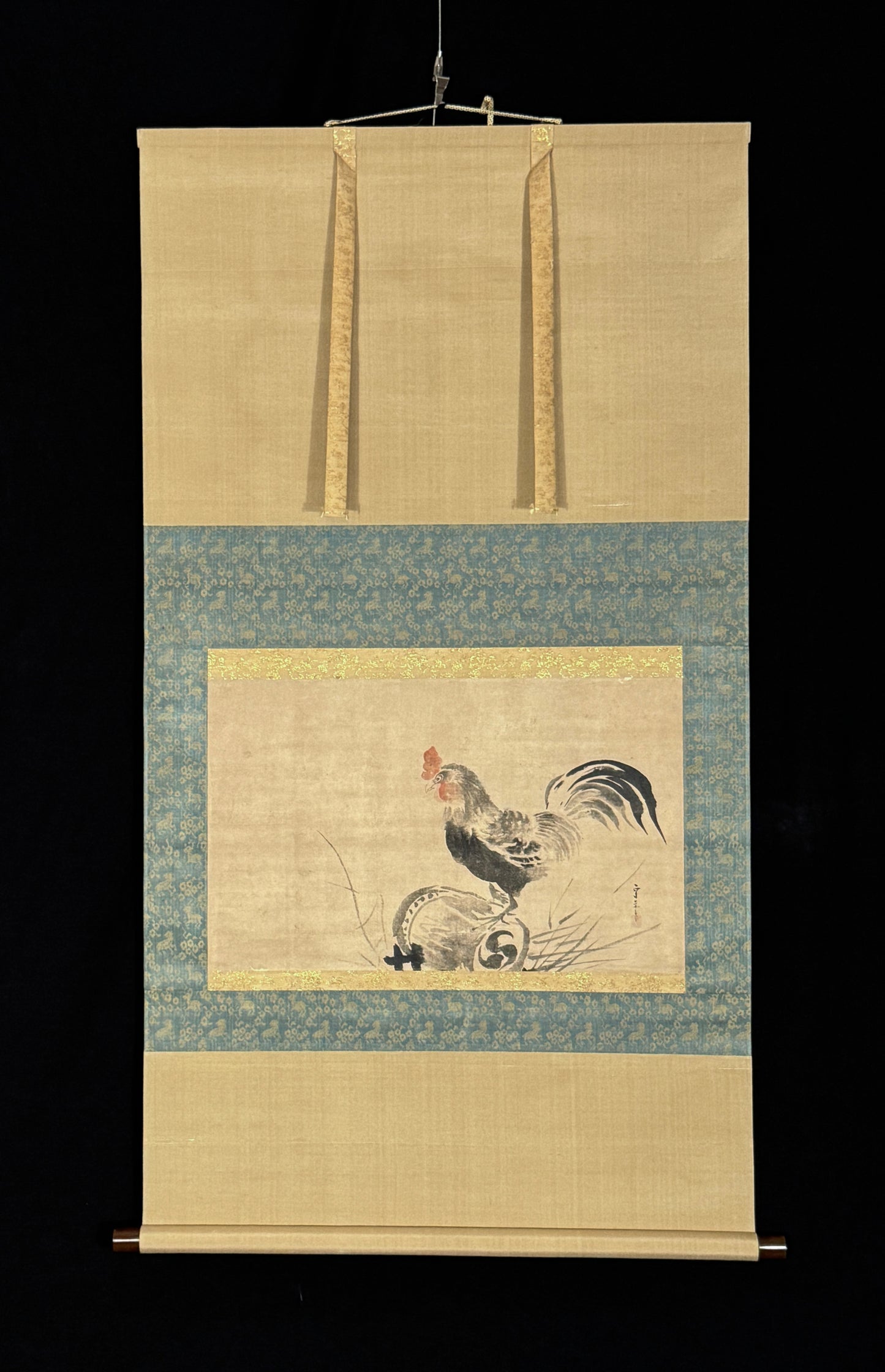 Rooster with drum 鶏 | Kusumi Morikage 久隅守景 | 1620-1690