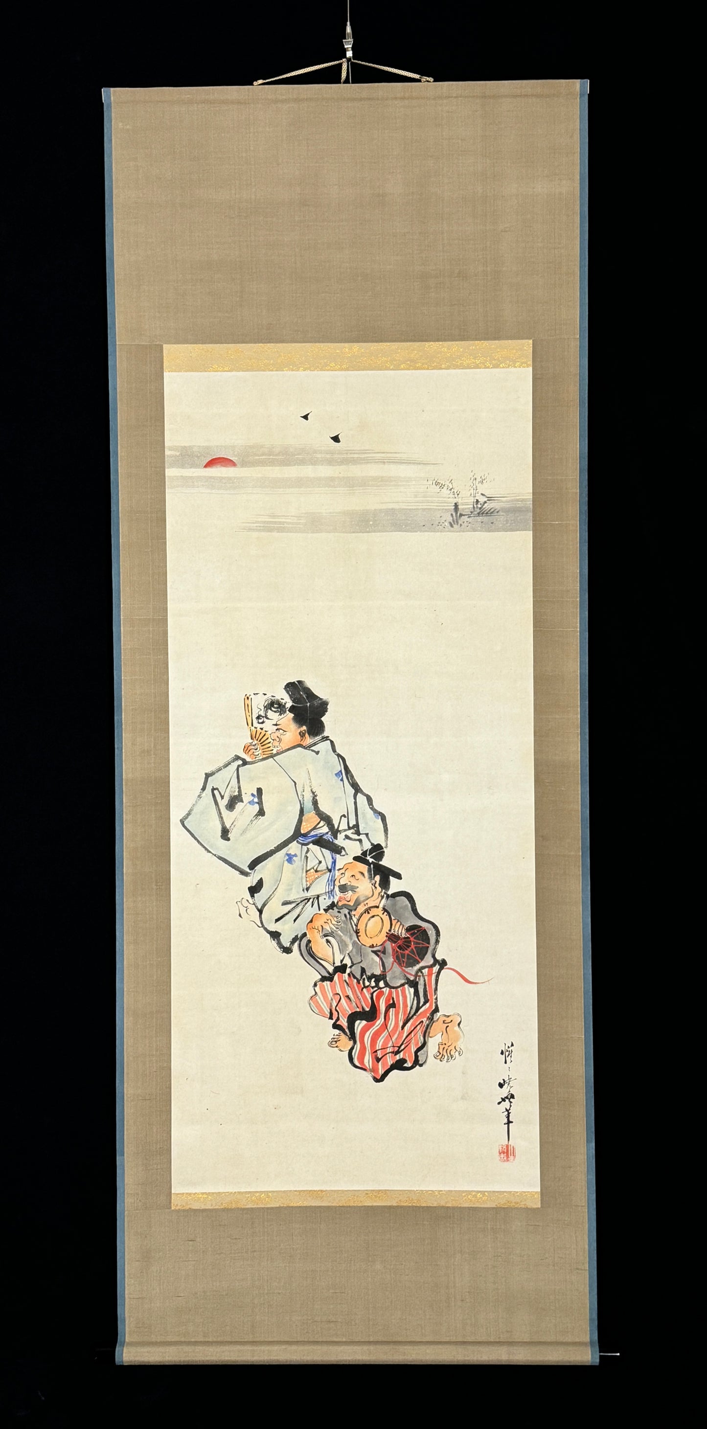 Two Manzai Performers 漫才 | Kawanabe Kyōsai 河鍋暁斎 | 1831-1889