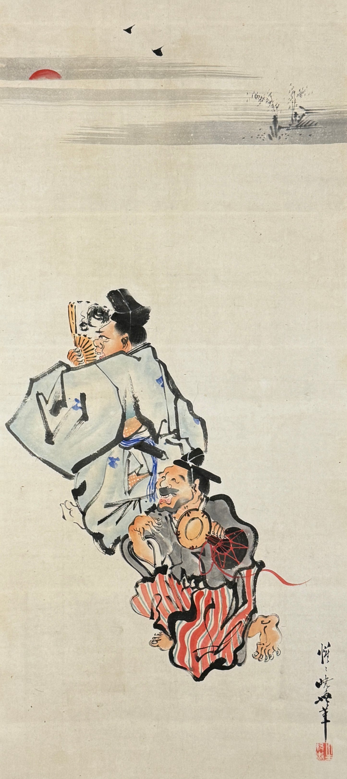 Two Manzai Performers 漫才 | Kawanabe Kyōsai 河鍋暁斎 | 1831-1889