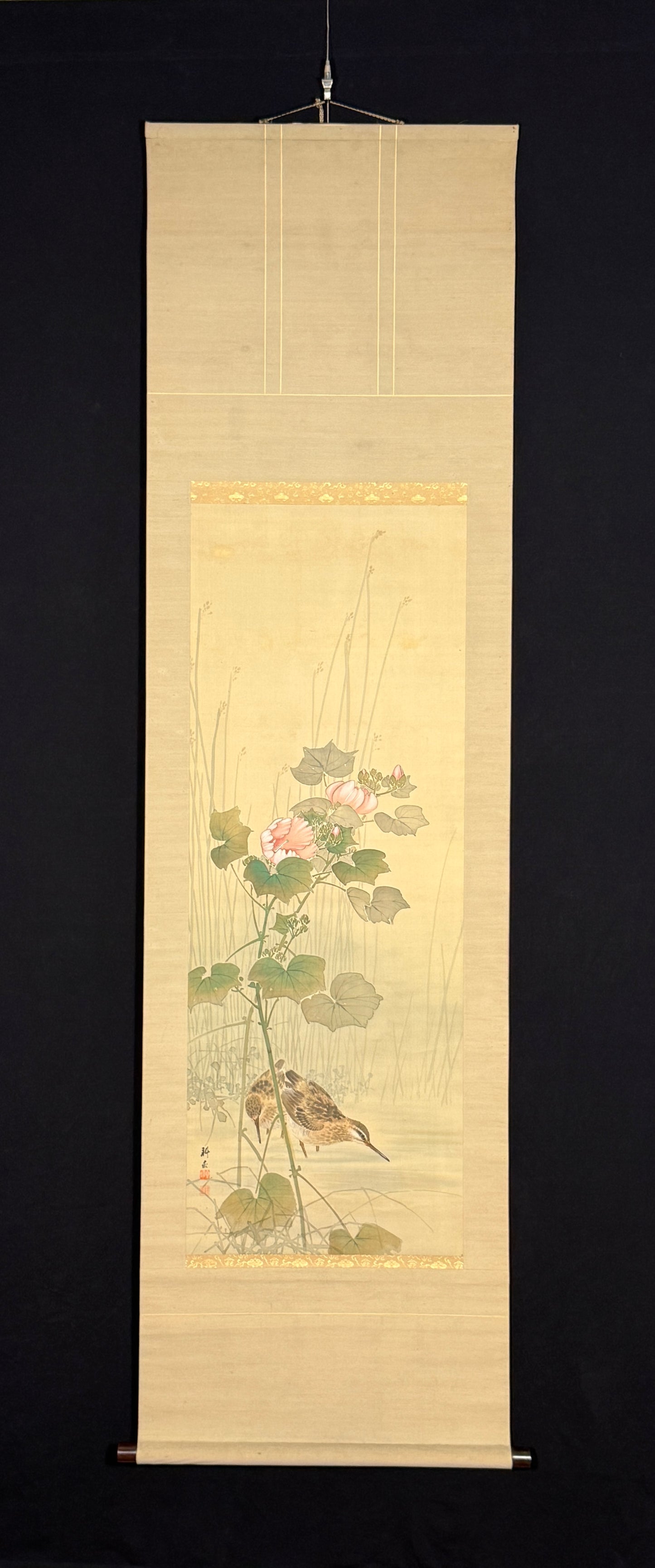 Snipes under Hibiscus 鴫二羽 | Gotō Kōho 五島耕畝 | 1882-1958