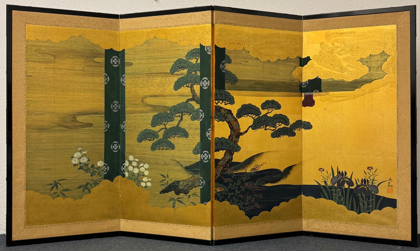 4-fold screen / gold foil | Yokoyama Taikan (sign.) 横山大観 (落款) | 1868-1958