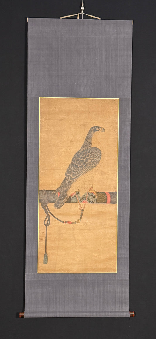 Falcon on decorative pole | Toki Tomikage 土岐富景 (possibly also 土岐頼芸 1501-1582, or 土岐洞文) | 16th century