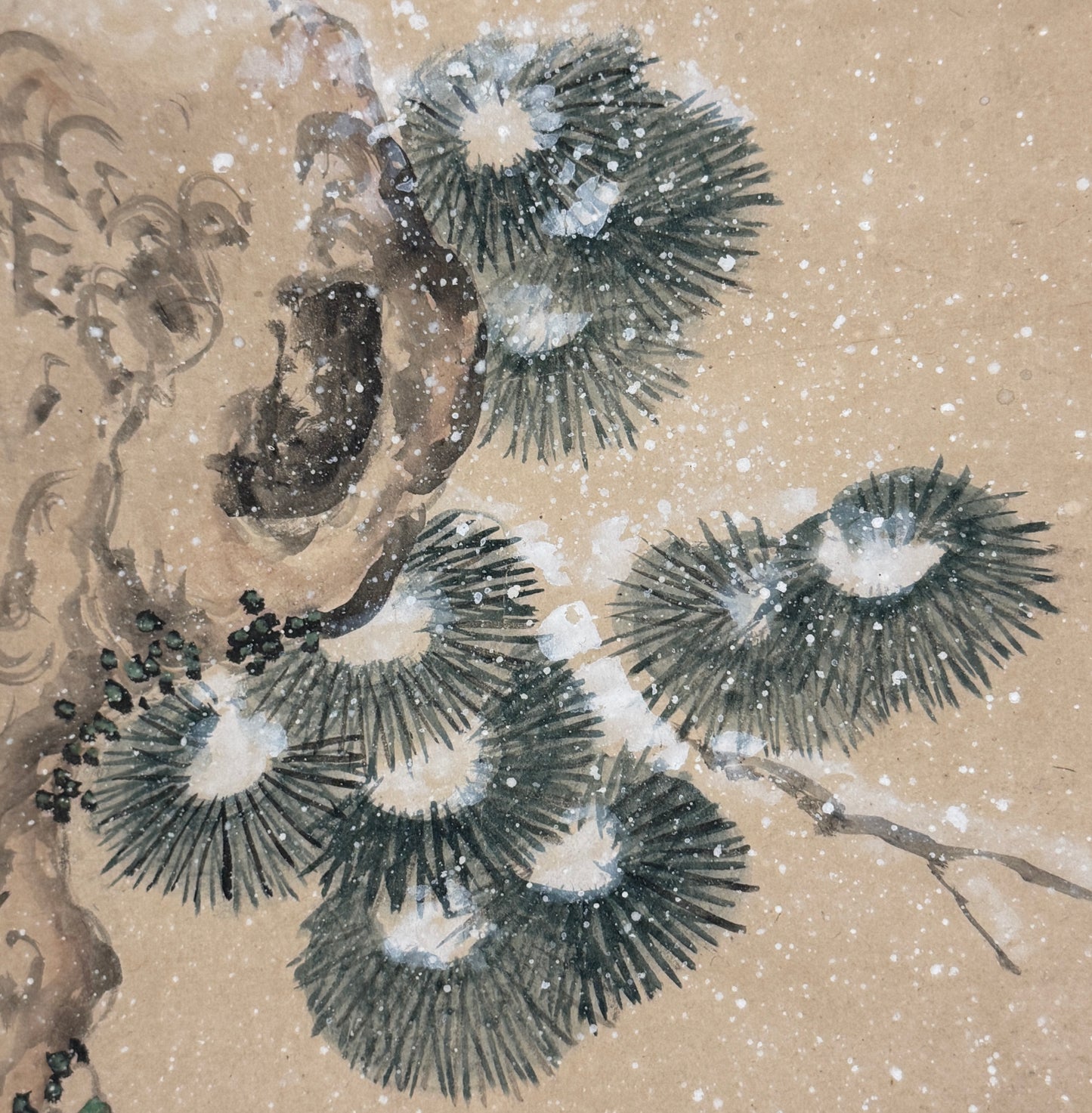 Zwei Tauben auf Winterkiefern | Yanagisawa Satoyasu (Kien) 柳沢里恭(柳沢淇園) | 1706-1758