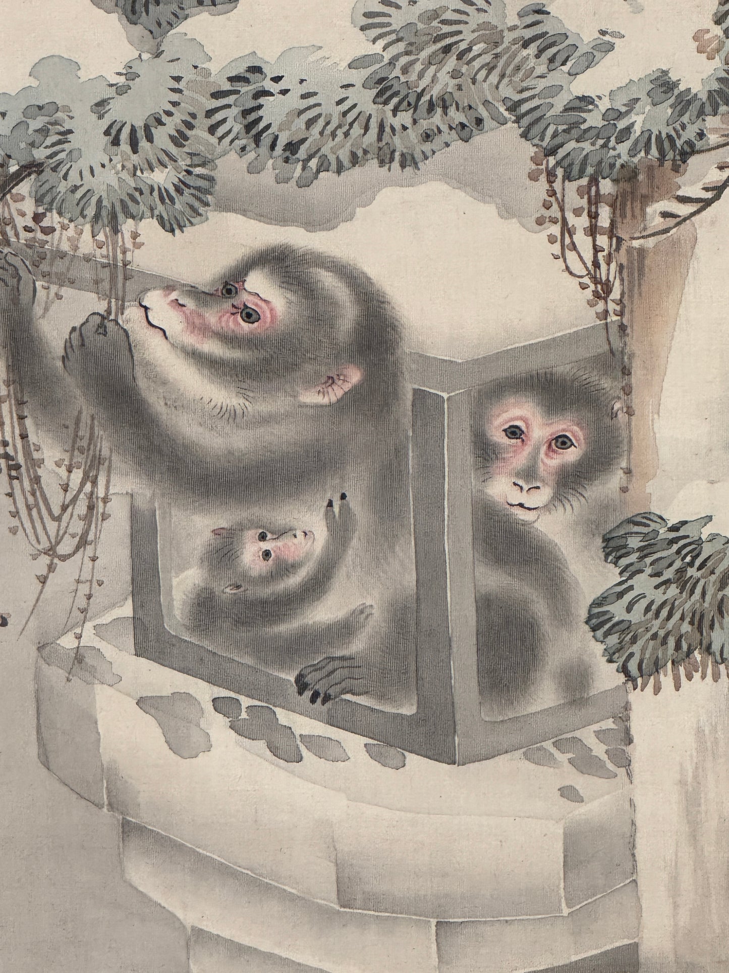 Affen in Tempellaternen im Schnee | Mori Ippō 森一鳳 | 1798-1871