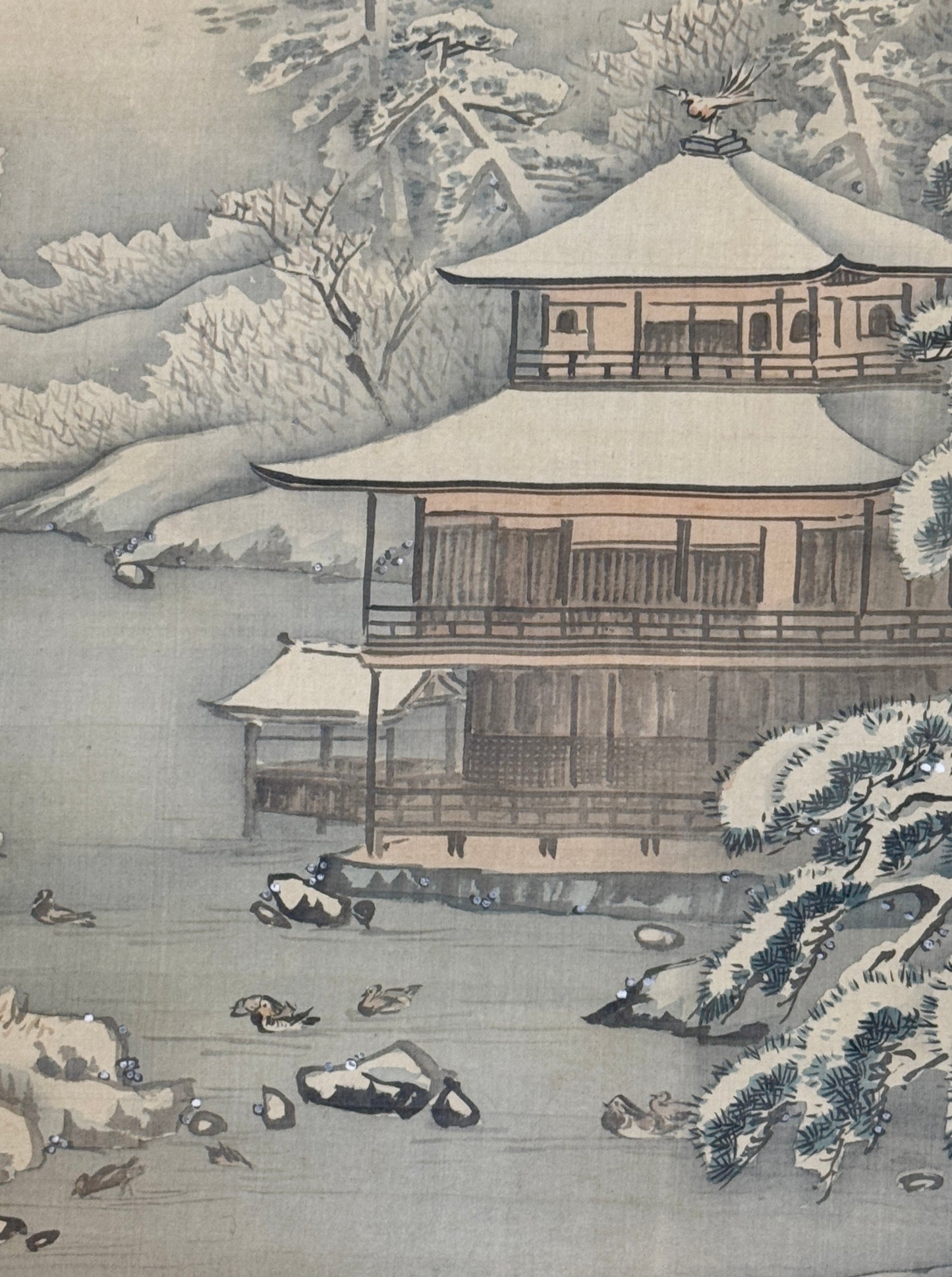 Kinkakuji in Winter 冬景色の金閣寺 | Mori Kansai 森寛斎 | 1814-1894 (painted 1869)