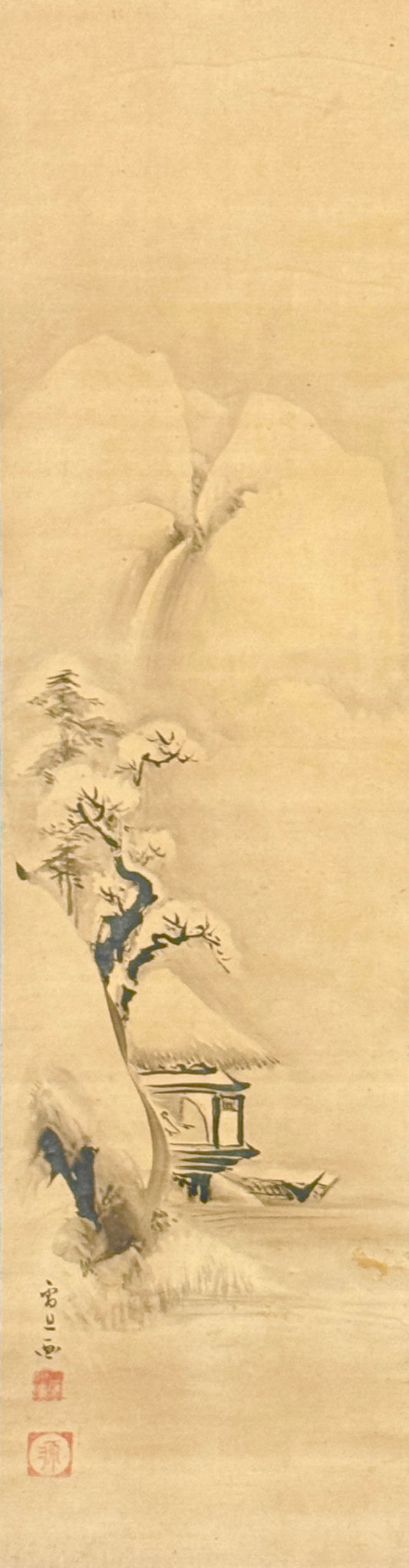 Diptychon Landschaft / Haubenmaina auf Pflaumenblüte | Hasegawa Settan (attr.) 長谷川雪旦 (伝) | 1778-1843