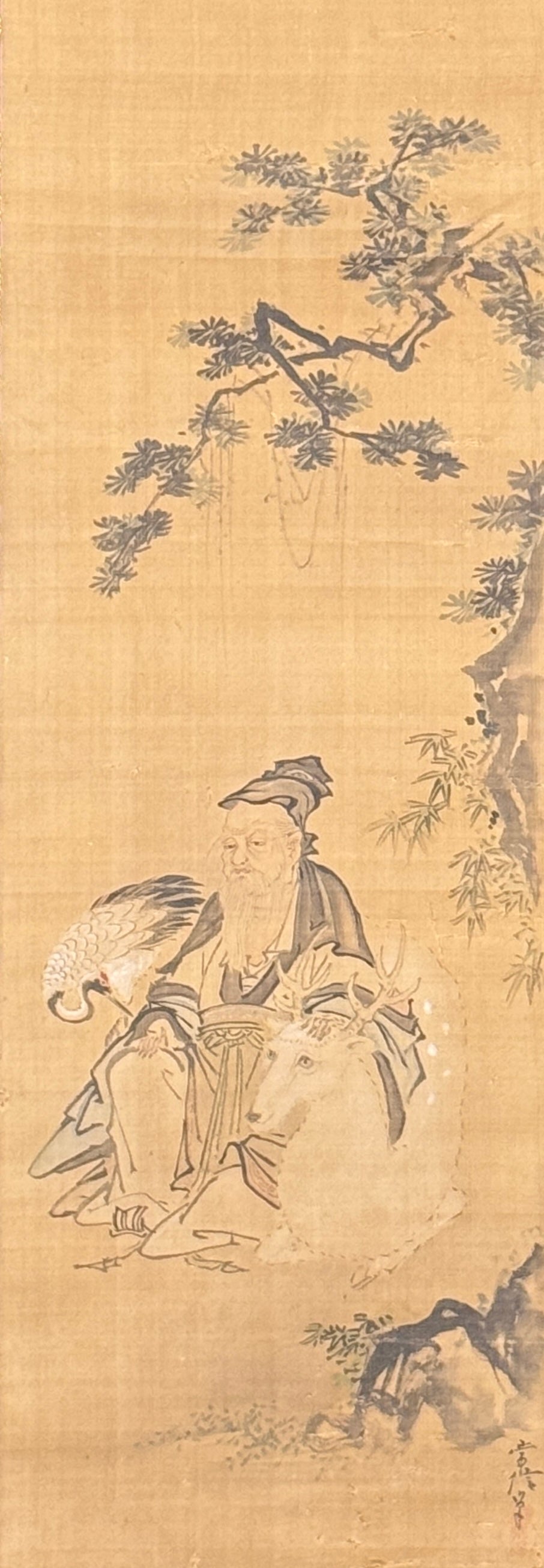 Kalligrafie Triptychon „langes Leben/Jurōjin/Glück“  寿/寿老人/福 | Kanō Tsunenobu  狩野常信 | 1636-1713
