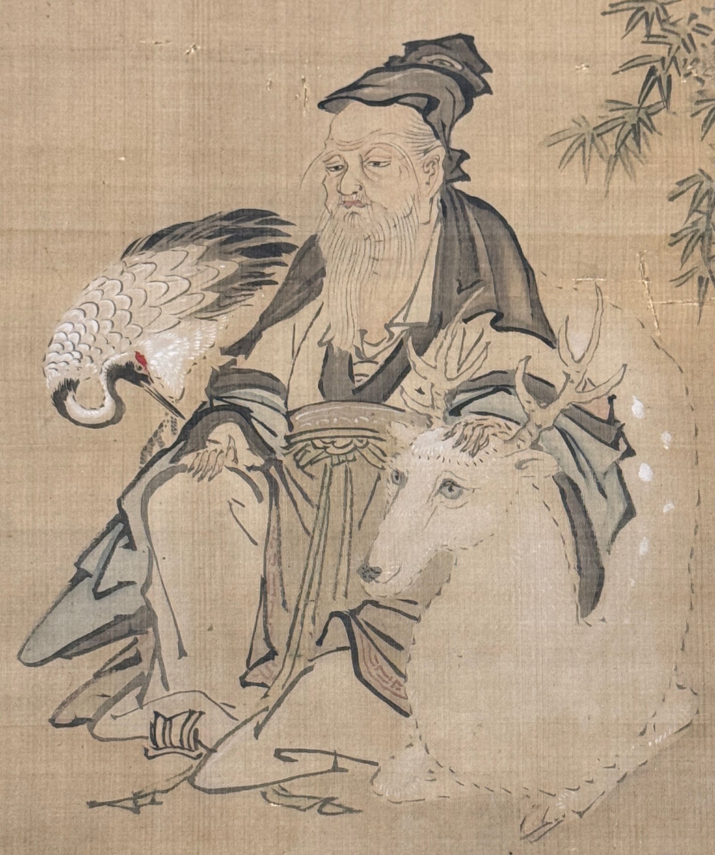 Kalligrafie Triptychon „langes Leben/Jurōjin/Glück“  寿/寿老人/福 | Kanō Tsunenobu  狩野常信 | 1636-1713