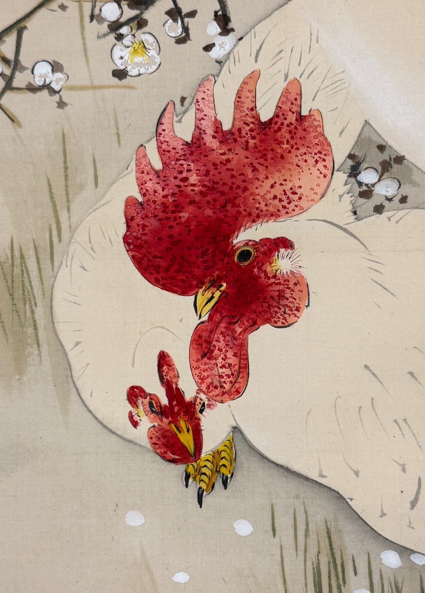 Rooster and Hen in Spring | Watanabe Seitei 渡辺省亭 | 1852-1918