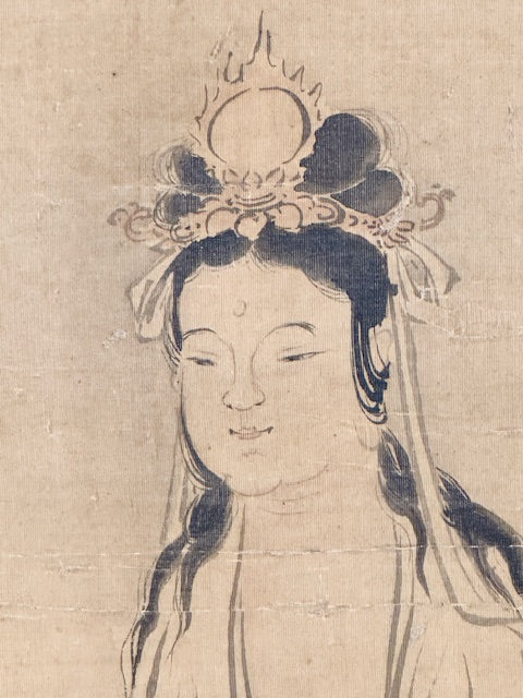 Kwannon in Fan Format 観音 | Kanō Eishin 狩野永真 | 1692-1731