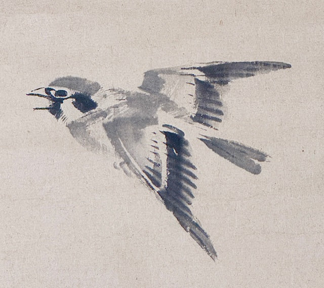 Two Sparrows | Watanabe Nangaku 渡辺南岳 | 1767-1813 | Rice Ears on the Mounting: Nakajima Raishō 1859
