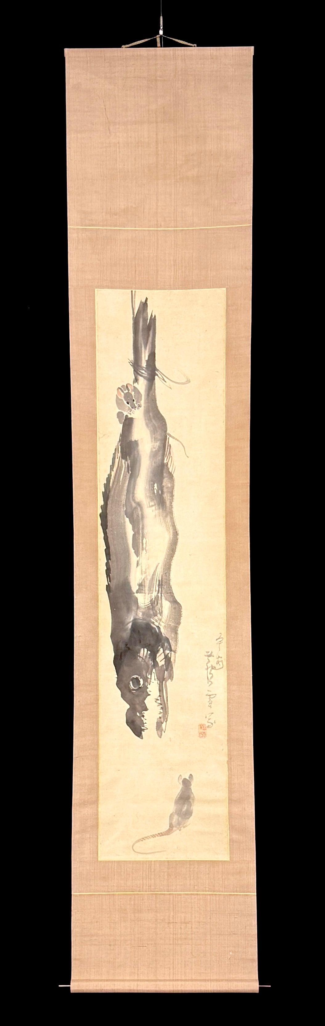 Trockenfisch mit Mäuschen | Nagasawa Rosetsu 長澤芦雪 | 1754-1799