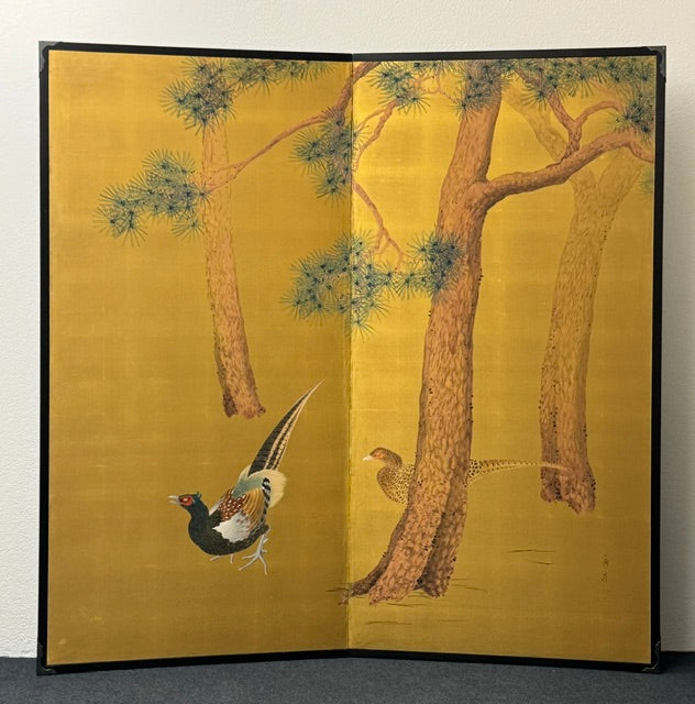 Doppelstellschirm Fasanenpaar | Ikegami Shūhō (attr.) 池上秀畝 | 1874-1944